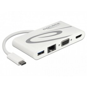 DeLOCK 87731 hub di interfaccia USB 3.2 Gen 1 (3.1 Gen 1) Type-C Grigio, Bianco (87731)