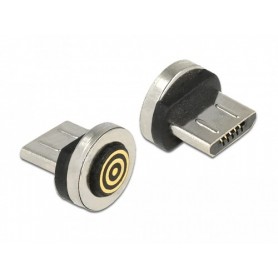 DeLOCK 65932 adattatore per inversione del genere dei cavi Magnet USB Type Micro-B Nero, Argento (65932)