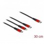 DeLOCK 86710 cavo USB 0,3 m USB 2.0 USB C USB C/Micro-USB B/Lightning Nero, Rosso (86710)