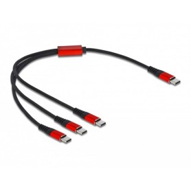 DeLOCK 86712 cavo USB 0,3 m USB 2.0 USB C 3x USB C Nero, Rosso (86712)