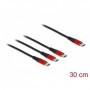DeLOCK 86712 cavo USB 0,3 m USB 2.0 USB C 3x USB C Nero, Rosso (86712)