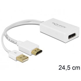 DeLOCK 62496 cavo e adattatore video 0,245 m HDMI-A, USB-A Displayport Bianco (62496)