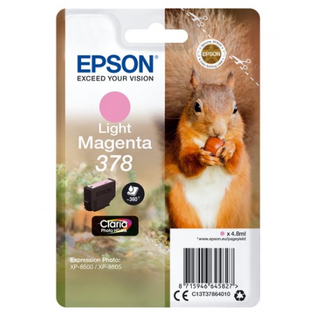Epson Squirrel Singlepack Light Magenta 378 Claria Photo HD Ink (C13T37864010)
