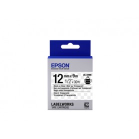 Epson Nastro fondo Trasparente per testo Nero 12/9 LK-4TBN (C53S654012)