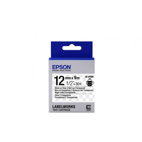 Epson Nastro fondo Trasparente per testo Nero 12/9 LK-4TBN (C53S654012)