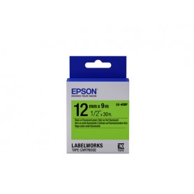 Epson Nastro fondo Fluorescente Verde per testo Nero 12/9 LK-4GBF (C53S654018)