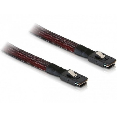 DeLOCK M/M SAS Cable 0,1 m Nero, Rosso (83073)
