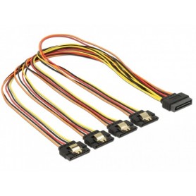 DeLOCK 60158 cavo SATA 0,5 m SATA a 15 pin 4 x SATA 15-pin Multicolore (60158)