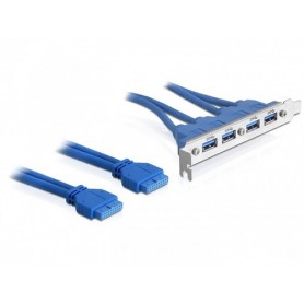 DeLOCK 2 x USB 3.0 19-pin - 4 x USB 3.0-A cavo USB 0,4 m USB 2.0 USB A Blu (82974)