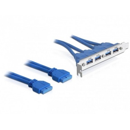 DeLOCK 2 x USB 3.0 19-pin - 4 x USB 3.0-A cavo USB 0,4 m USB 2.0 USB A Blu (82974)