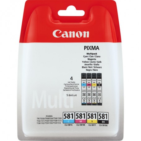 Canon CLI-581 Multipack cartuccia d'inchiostro Originale Nero, Ciano, Magenta, Giallo (2103C005)
