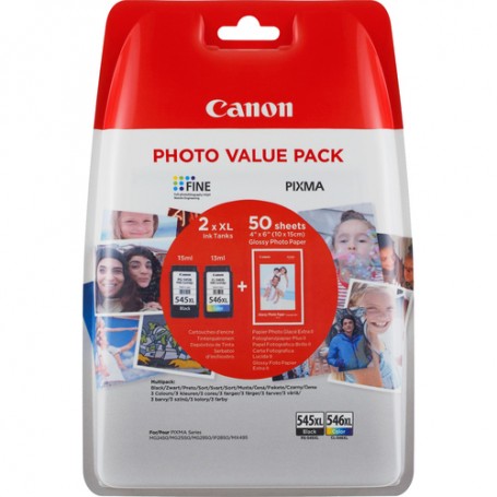 Canon PG-545XL/CL546XL cartuccia d'inchiostro 2 pz Originale Resa elevata (XL) Nero, Ciano, Giallo, Magenta (8286B006AA)