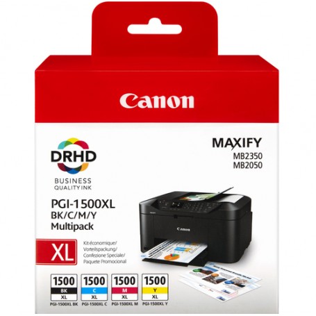 Canon PGI-1500XL C/M/Y/BK cartuccia d'inchiostro Originale Nero, Ciano, Magenta, Giallo (9182B004)
