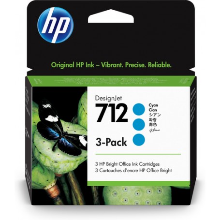 HP Confezione da 3 cartucce di inchiostro ciano originale DesignJet 712 da 29 ml (3ED77A)