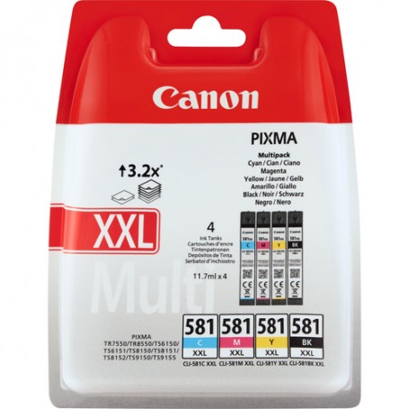 Canon CLI-581XXL Multipack cartuccia d'inchiostro Originale Nero, Ciano, Magenta, Giallo (1998C005)