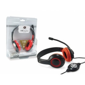 Conceptronic CCHATSTARU2R cuffia e auricolare Cablato A Padiglione Musica e Chiamate USB tipo A Rosso (CCHATSTARU2R)