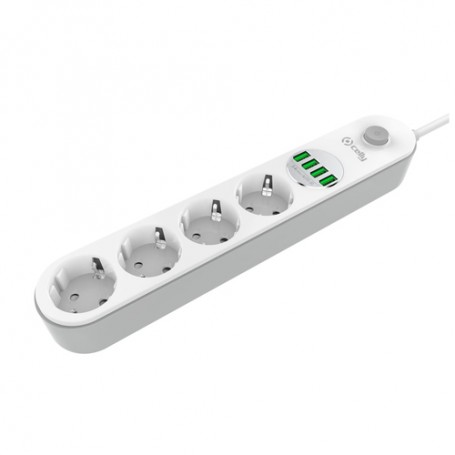 Celly SWPWSTRIPUSBWH prolunghe e multiple 2 m 4 presa(e) AC Interno Bianco (SWPWSTRIPUSBWH)