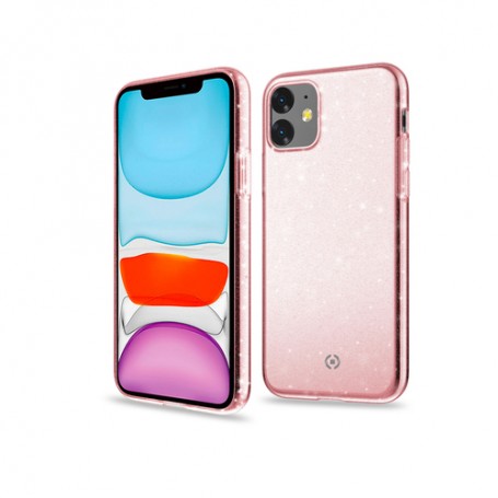 Celly Sparkle custodia per cellulare 15,5 cm (6.1") Cover Rosa, Trasparente (SPARKLE1001PK)