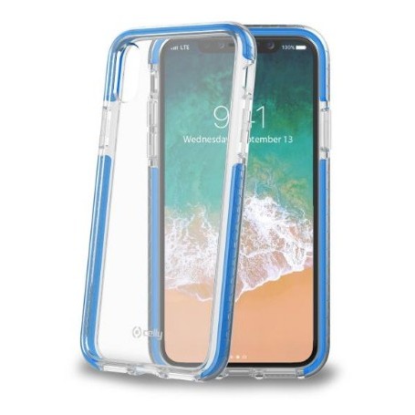 Celly HEXAGON900LB custodia per cellulare 14,7 cm (5.8") Cover a guscio Blu, Trasparente (HEXAGON900LB)