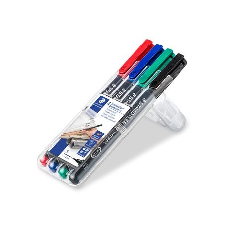 Staedtler Lumocolor 313 WP4 marcatore permanente Nero, Blu, Verde, Rosso 4 pz (313 WP4)