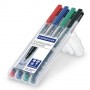 Staedtler Lumocolor 318 WP4 marcatore permanente Punta sottile Nero, Blu, Verde, Rosso 4 pz (318WP4)