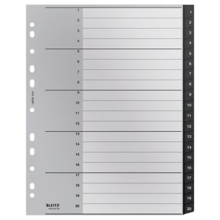 Leitz 12110000 intercalare Indice a linguetta vuota Polipropilene (PP) Nero, Bianco (12110000)