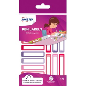 Avery RESMI30F-UK etichetta autoadesiva Rettangolo con angoli arrotondati Permanente Rosa, Porpora 30 pz (RESMI30F-UK)