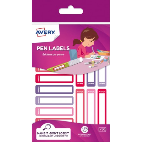 Avery RESMI30F-UK etichetta autoadesiva Rettangolo con angoli arrotondati Permanente Rosa, Porpora 30 pz (RESMI30F-UK)