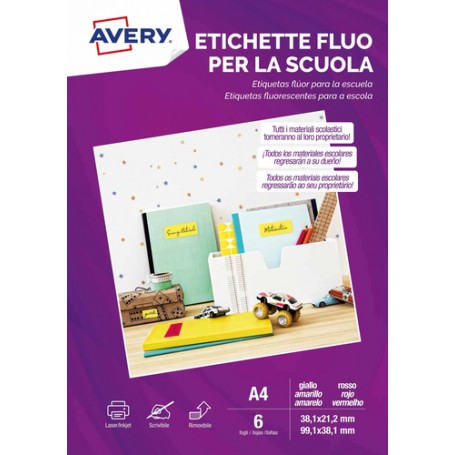 Avery L7251YR-6 etichetta per stampante Rosso, Giallo Etichetta per stampante autoadesiva (L7251YR-6)