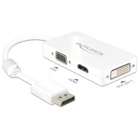 DeLOCK 0.16m DisplayPort/VGA+HDMI+DVI-D 0,16 m VGA (D-Sub)+ HDMI + DVI Bianco (62655)