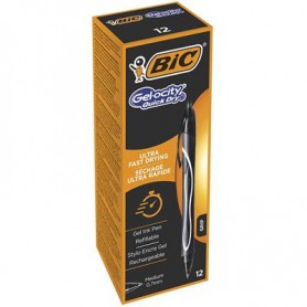 BIC Gel-ocity Quick Dry Nero Penna a sfera retrattile a clip Medio 12 pz (949873)