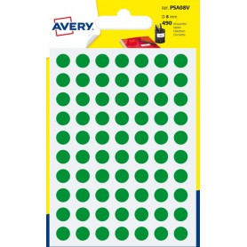 Avery PSA08V etichetta autoadesiva Cerchio Permanente Verde 490 pz (PSA08V)