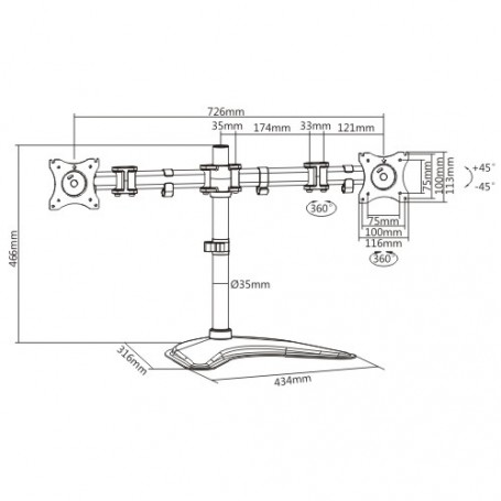 Link Accessori LKBR08 supporto da tavolo per Tv a schermo piatto 68,6 cm (27") Libera installazione Nero (LKBR08)