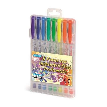 Niji 61135 penna gel Penna in gel con cappuccio Multicolore 8 pz (61135)