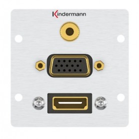 Kindermann 7444000586 presa energia HDMI + VGA + 3.5mm Alluminio (7444000586)