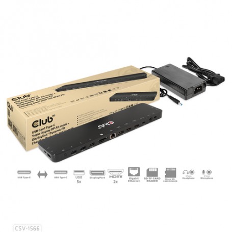 CLUB3D CSV-1566 replicatore di porte e docking station per notebook USB 3.2 Gen 1 (3.1 Gen 1) Type-C (CSV-1566)