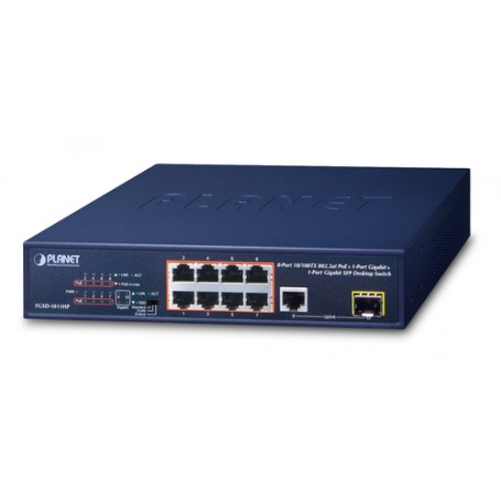PLANET FGSD-1011HP switch di rete Non gestito Gigabit Ethernet (10/100/1000) Supporto Power over Ethernet (PoE) 1U (FGSD-1011HP)