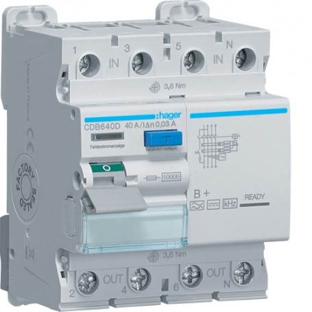 Hager CDB640D interruttore automatico Dispositivo a corrente residua 4 4 modulo/moduli (CDB640D)
