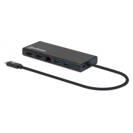 Manhattan 152747 replicatore di porte e docking station per notebook USB tipo-C Nero (152747)
