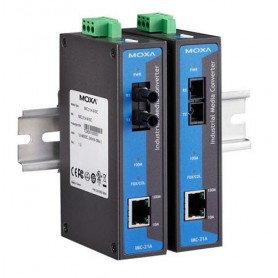 Moxa IMC-21A-S-SC convertitore multimediale di rete 100 Mbit/s 1310 nm Modalità singola Nero, Blu (IMC-21A-S-SC)