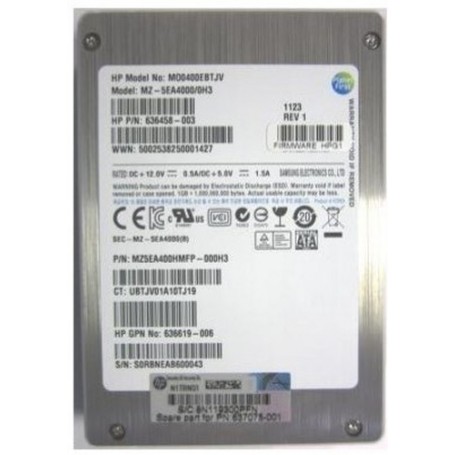 Hewlett Packard Enterprise 637075-001 drives allo stato solido 2.5" 400 GB SATA (637075-001)