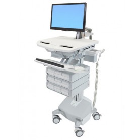 Ergotron StyleView Alluminio, Grigio, Bianco Pannello piatto Carrello multimediale (SV44-1292-2)
