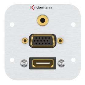 Kindermann 7441000586 presa energia HDMI + VGA + 3.5mm Alluminio (7441000586)