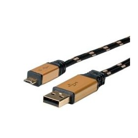 Nilox 1.8m USB2.0 cavo USB 1,8 m USB A Micro-USB A Nero, Oro (NX090301126)
