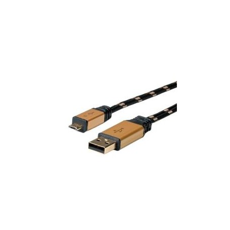 Nilox 1.8m USB2.0 cavo USB 1,8 m USB A Micro-USB A Nero, Oro (NX090301126)