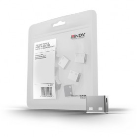 Lindy 40464 clip sicura Bloccaporte USB tipo A Bianco Acrilonitrile butadiene stirene (ABS) 10 pz (40464-LND)