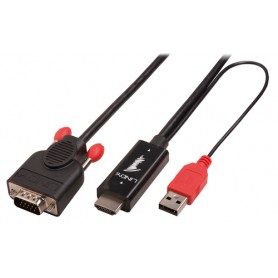 Lindy 41457 cavo e adattatore video 0,1 m VGA (D-Sub) HDMI + USB Nero (41457-LND)