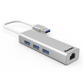 Hamlet XHUB330LAN hub di interfaccia USB 3.2 Gen 1 (3.1 Gen 1) Type-A 5000 Mbit/s Argento (XHUB330LAN)