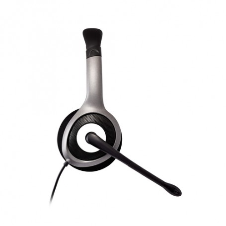 V7 HU521-2EP cuffia e auricolare Cablato A Padiglione Ufficio Nero, Argento (HU521-2EP)