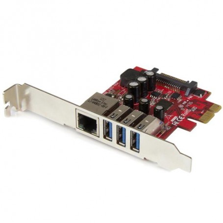 StarTech.com Scheda Espansione PCI Express USB 3.0 a 3 porte con UASP + Gigabit Ethernet (PEXUSB3S3GE)